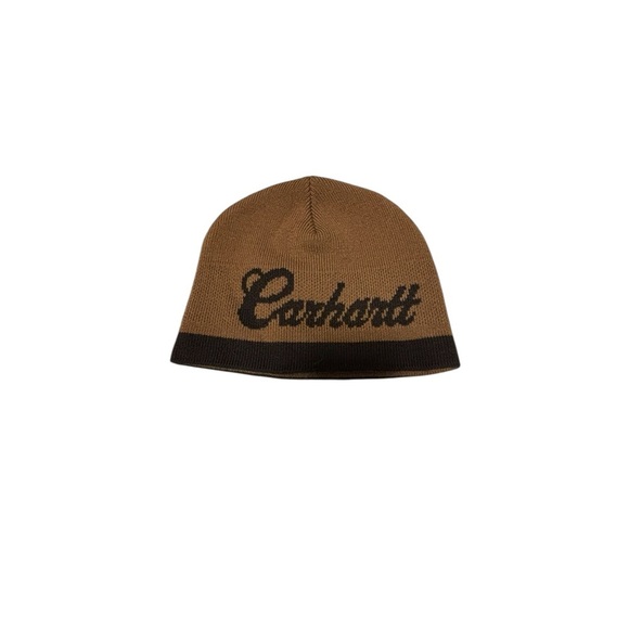 Carhartt Other - Carhartt Youth Spellout Logo Beanie Two Tone Brown OSY Fall Winter Utility